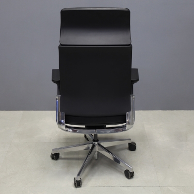 Visanti Genuine Leather Executive Chair in black grain leather, shown here.