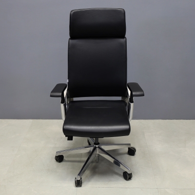 Visanti Genuine Leather Executive Chair in black grain leather, shown here.