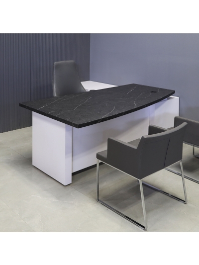 Avenue Curved Executive Desk With Credenza and Laminate Top