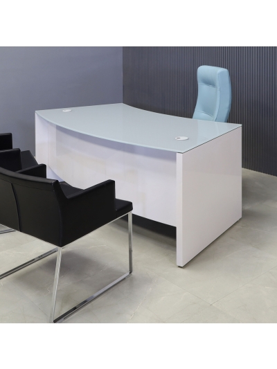 Seattle Curved Executive Desk with Tempered Glass Top