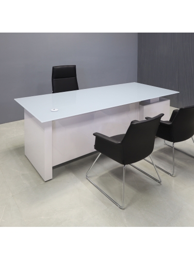Avenue Straight Executive Desk With Tempered Glass Top