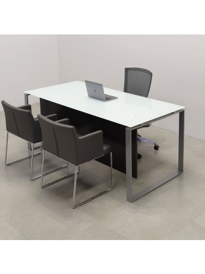 Aspen Straight Executive Desk With Tempered Glass Top