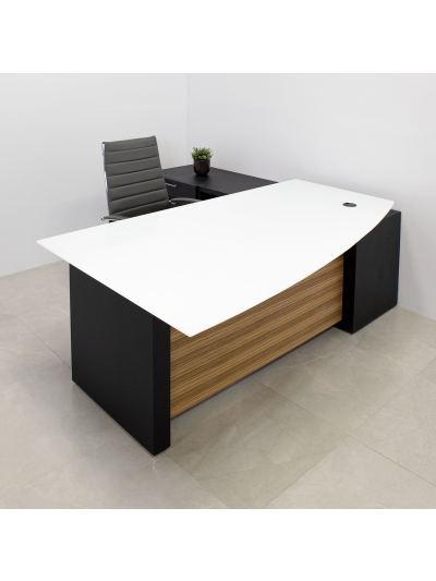 Avenue Curved Executive Desk With Credenza and Tempered Glass Top