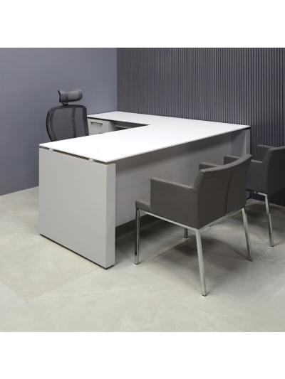 Denver L-Shape Executive Desk With Cabinet and Engineered Surface Top