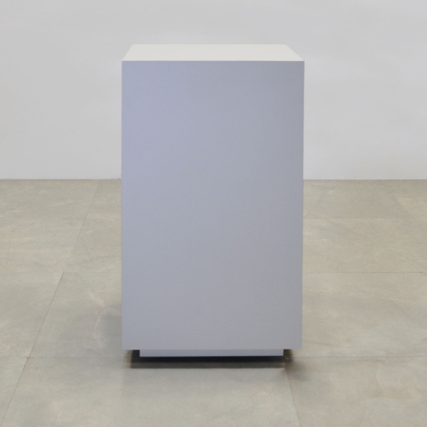 16-inch Norfolk Square Pedestal Lobby Table in folkstone gray matte laminate finish.