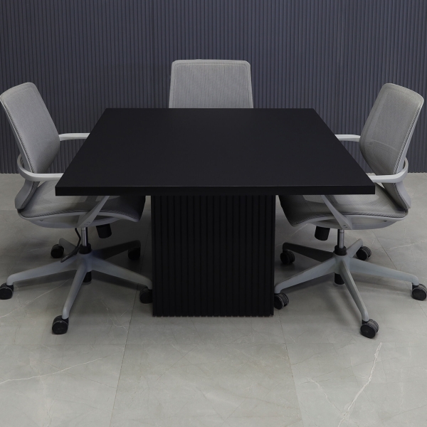 42-inch Newton Square Shape Conference Table in black traceless laminate top and black traceless tambour base.