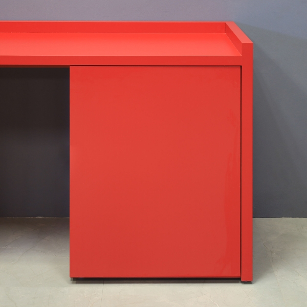 48-inch Avenue Beverage Server Station with fridge on the left side, in classic red matte laminate station, and doors.