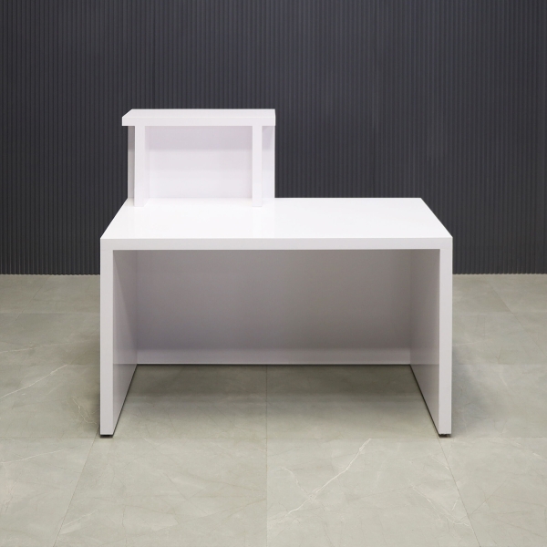 48-inch Los Angeles Reception Desk, right side counter when facing front, in white gloss laminate counter & desk.