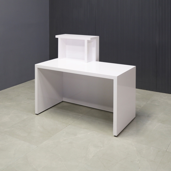 48-inch Los Angeles Reception Desk, right side counter when facing front, in white gloss laminate counter & desk.