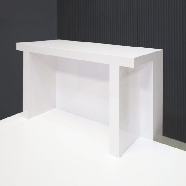 48-inch Los Angeles Reception Desk, right side counter when facing front, in white gloss laminate counter & desk.