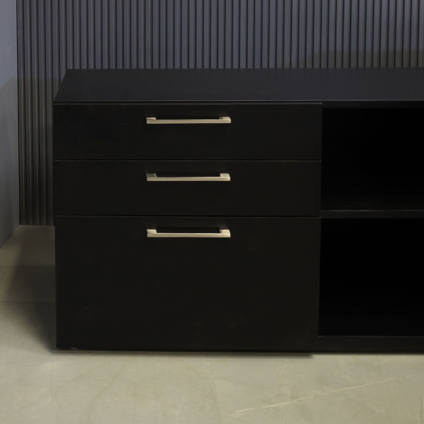 72-inch Avenue Curved Executive Desk with credenza on the right side when sitting, with 1/2