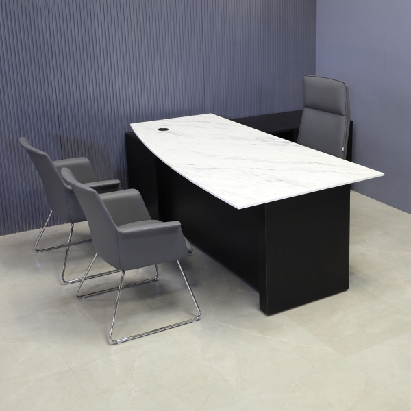 72-inch Avenue Curved Executive Desk with credenza on the right side when sitting, with 1/2