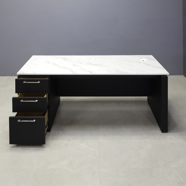 72-inch Denver Straight Executive Desk with cabinet on left side when sitting, in 1/2