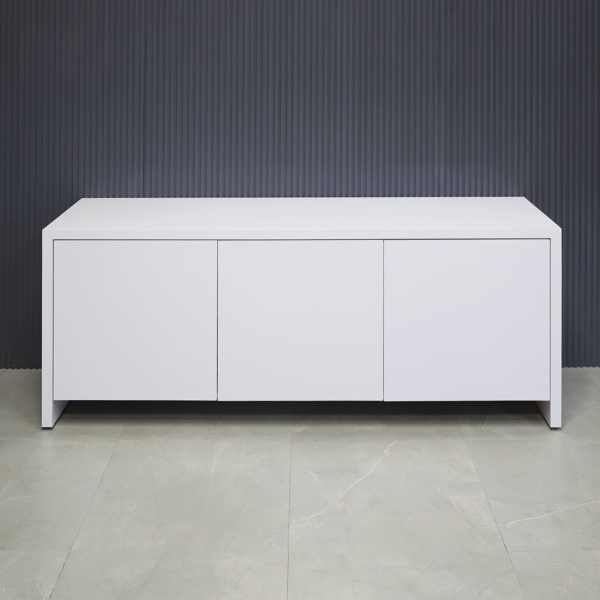 72-inch Boston Storage Credenza in white gloss laminate credenza & doors.