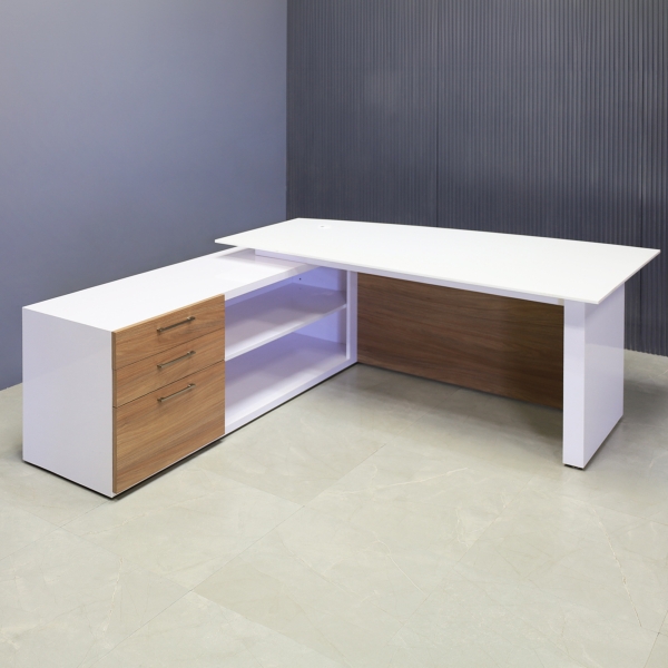 72-inch Avenue Curved Executive Desk with credenza on the left side when sitting, with 1/2