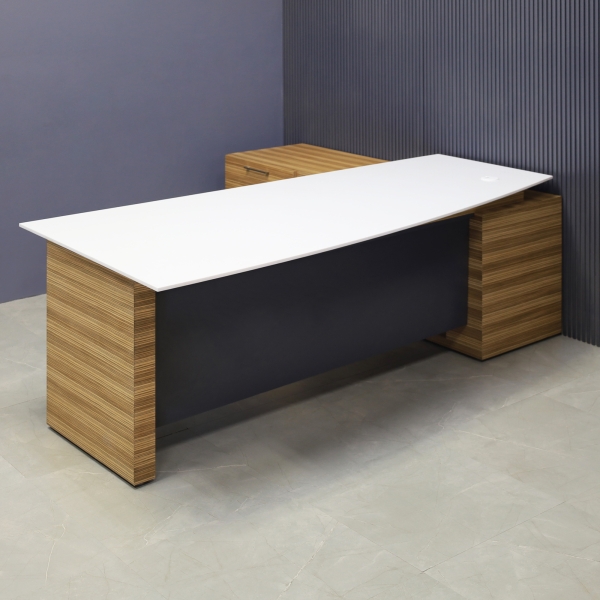 84-inch Avenue Curved Executive Desk with credenza on the left side when sitting, with 1/2