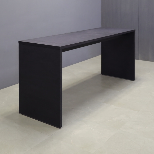 90-inch Ashville Bar Table in ebony veneer finish.