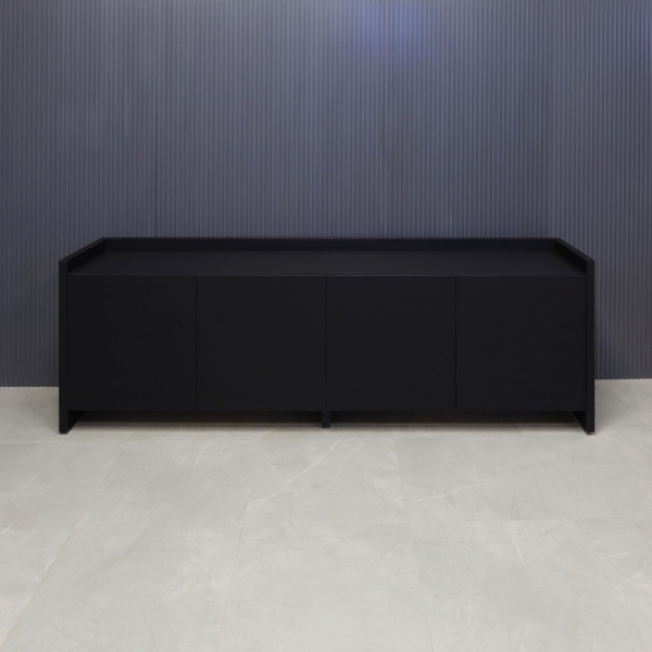 96-inch Aspen Storage Credenza in black traceless laminate credenza & doors.