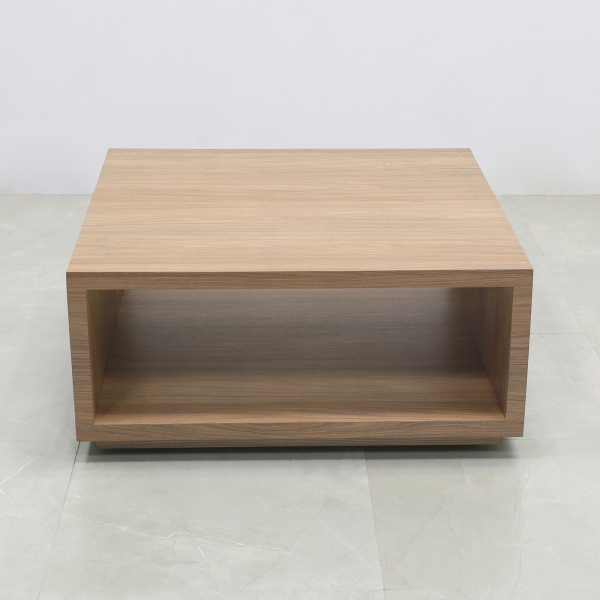 Albany Square Lobby Table in walnut heights laminate finish shown here.