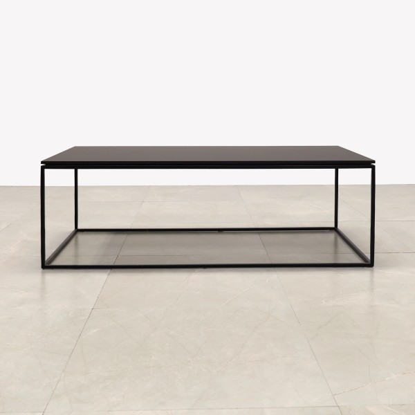 Aspen Rectangular Lobby Table in black traceless engineered surface top and black metal frame shown here.