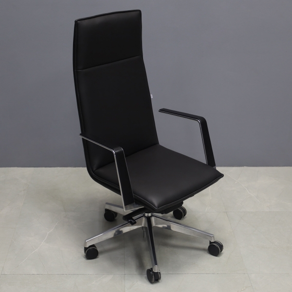 Della High Back Executive Chair in black upholstery, shown here.
