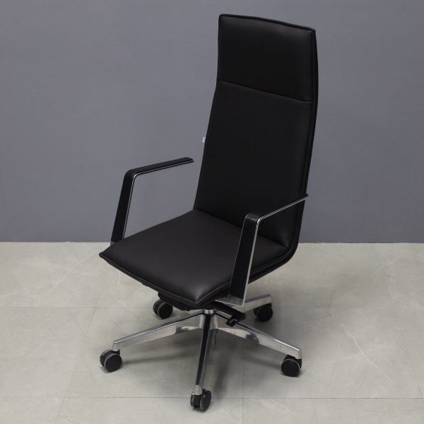 Della High Back Executive Chair in black upholstery, shown here.
