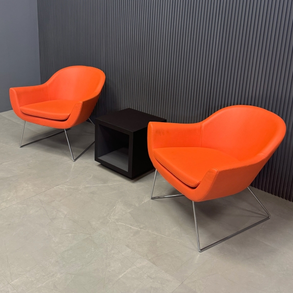 Madison Wire Sleed Lounge in Orange Leatherette - Set Of 2, shown here.