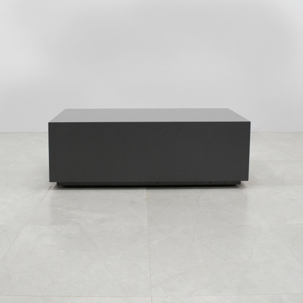 Norfolk Rectangular Lobby Table in storm gray matte laminate finish shown here.