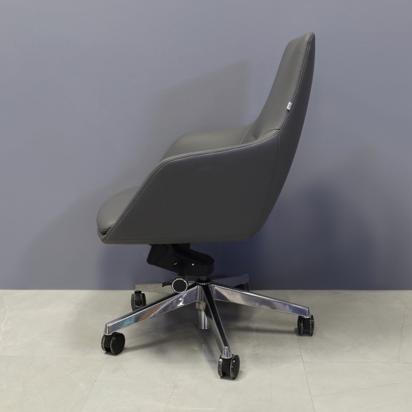 Silla Conference and Boardroom Chair in gray leatherette, shown here.