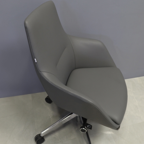 Silla Conference and Boardroom Chair in gray leatherette, shown here.